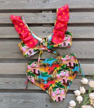 🌸Bikini .tiro alto con volantes MOD:XL646 - Imagen 4