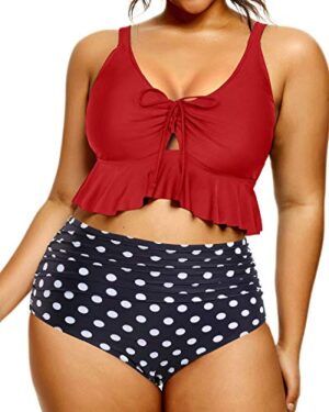 🌸Bikini .tiro alto con control de abdomen con volantes cortos MOD:2XL655