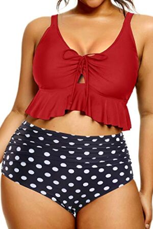 🌸Bikini .tiro alto con control de abdomen con volantes cortos MOD:2XL655