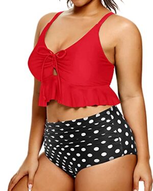 🌸Bikini .tiro alto con control de abdomen con volantes cortos MOD:2XL655 - Imagen 2