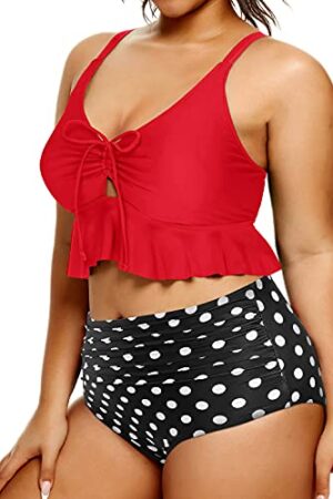 🌸Bikini .tiro alto con control de abdomen con volantes cortos MOD:2XL655