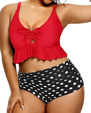 🌸Bikini .tiro alto con control de abdomen con volantes cortos MOD:2XL655 - Imagen 3