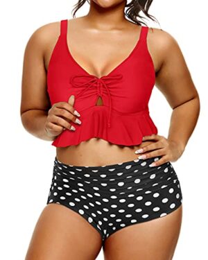 🌸Bikini .tiro alto con control de abdomen con volantes cortos MOD:2XL655 - Imagen 4