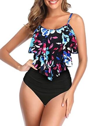 🌸Bikini .tiro alto con control de abdomen con volantes MOD:2XL659