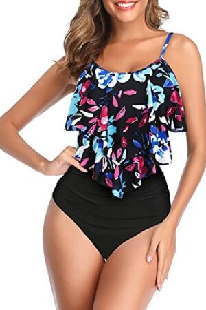 🌸Bikini .tiro alto con control de abdomen con volantes MOD:2XL659