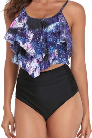 🌸Bikini .tiro alto con control de abdomen con volantes MOD:2XL674