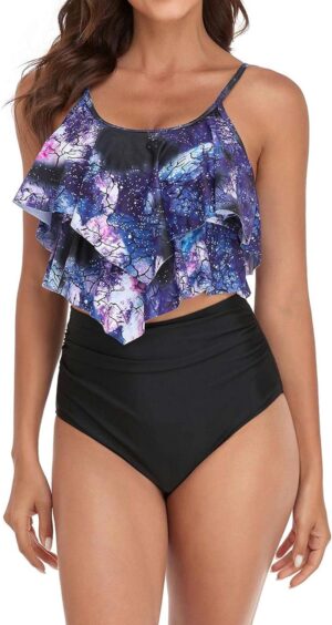 🌸Bikini .tiro alto con control de abdomen con volantes MOD:2XL674 - Imagen 2