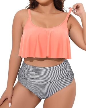 🌸Bikini .tiro alto con control de abdomen con volantes MOD:3XL14 - Imagen 3