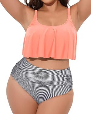 🌸Bikini .tiro alto con control de abdomen con volantes MOD:3XL14 - Imagen 5