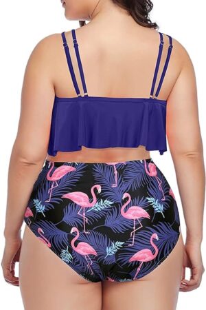 🌸Bikini .tiro alto con control de abdomen con volantes MOD:3XL32