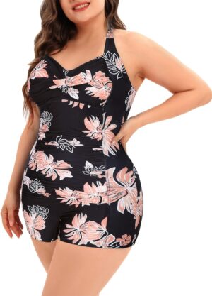 🌸.Monokini short con control de abdomen halter MOD:3XL355 - Imagen 3