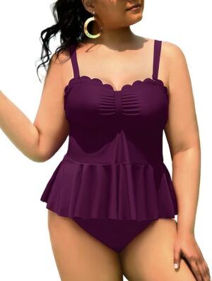 🌸Tankini bottom con control de abdomen con volantes festoneado MOD:G773