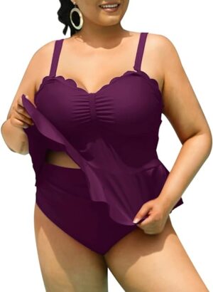 🌸Tankini bottom con control de abdomen con volantes festoneado MOD:G773 - Imagen 3