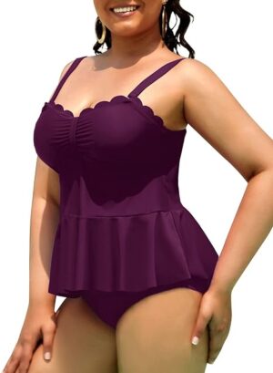 🌸Tankini bottom con control de abdomen con volantes festoneado MOD:G773 - Imagen 5