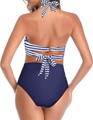 🌸Bikini tiro alto con control de abdomen halter MOD:G780 - Imagen 2