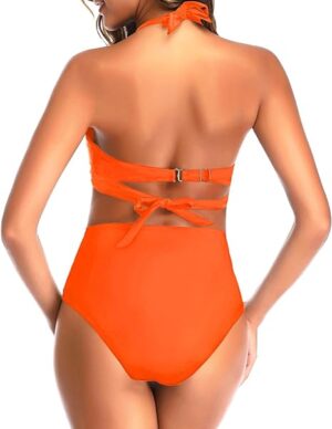 🌸Bikini tiro alto con control de abdomen halter MOD:G783 - Imagen 2