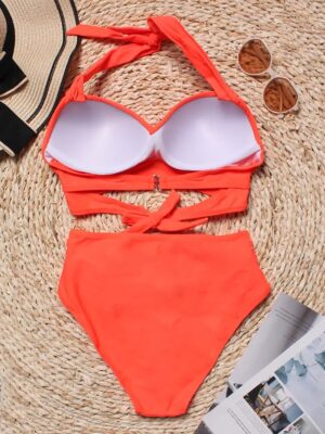 🌸Bikini tiro alto con control de abdomen halter MOD:G783 - Imagen 5