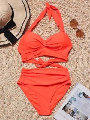 🌸Bikini tiro alto con control de abdomen halter MOD:G783 - Imagen 6