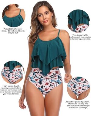 🌸.Bikini tiro alto con control de abdomen con volantes MOD:M785 - Imagen 5