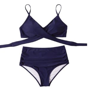 🌸Bikini tiro alto con control de abdomen criss cross MOD:M819 - Imagen 3