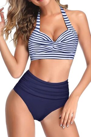 🌸Bikini .tiro alto con control de abdomen halter MOD:XL649