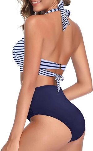 🌸Bikini .tiro alto con control de abdomen halter MOD:XL649 - Imagen 2