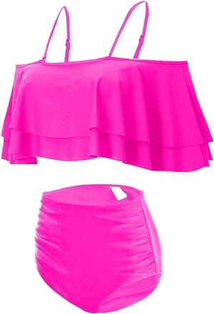 🌸Bikini .tiro alto con control de abdomen con volantes campesino MOD:XL670 - Imagen 3