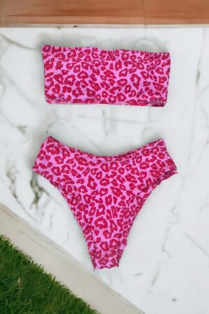 🌸Bikini .tiro alto strapless animal print MOD:XL681