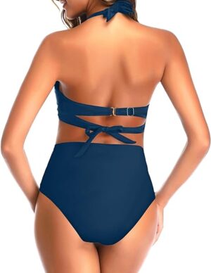 🌸Bikini tiro alto con control de abdomen halter MOD:G784 - Imagen 2