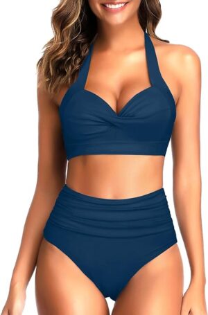 🌸Bikini tiro alto con control de abdomen halter MOD:G784 - Imagen 5