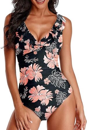 🌸Monokini con control de abdomen con volantes MOD:G787