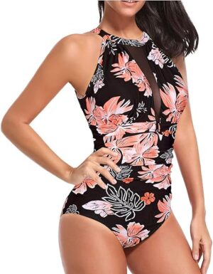 🌸Monokini con control de abdomen con transparencia MOD:G796