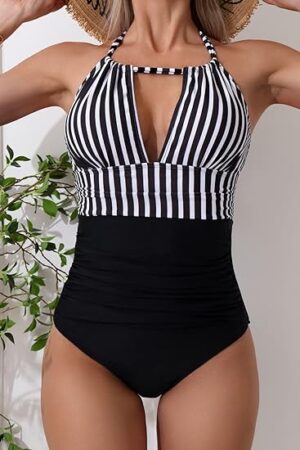 🌸Monokini con control de abdomen halter MOD:T1-G812