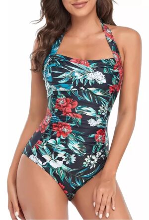 🌸Monokini con control de abdomen halter MOD:1-G818