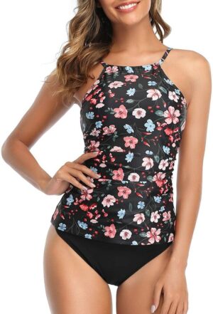 🌸Tankini bottom con control de abdomen escote recto MOD:G823