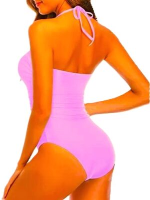 🌸Monokini con control de abdomen ahuecado central anudado halter MOD:G856 - Imagen 2