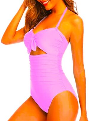 🌸Monokini con control de abdomen ahuecado central anudado halter MOD:G856 - Imagen 3