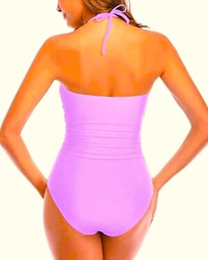 🌸Monokini con control de abdomen ahuecado central anudado halter MOD:G856 - Imagen 4