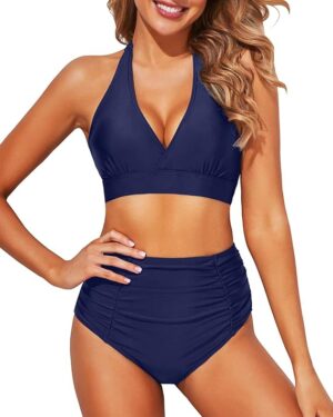 🌸Bikini tiro alto con control de abdomen halter MOD:V-G868 - Imagen 6