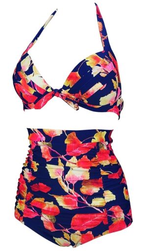 🌸Bikini tiro alto con control de abdomen halter MOD:CH633 - Imagen 3