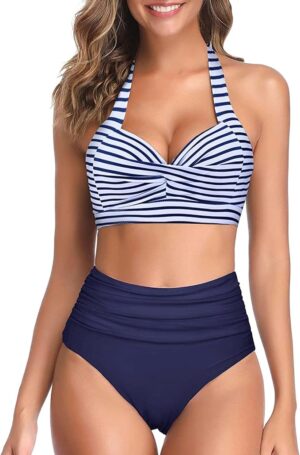 🌸Bikini tiro alto con control de abdomen halter MOD:CH647 - Imagen 5