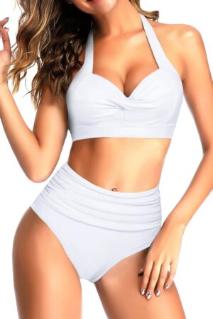 🌸Bikini tiro alto con control de abdomen halter MOD:CH649