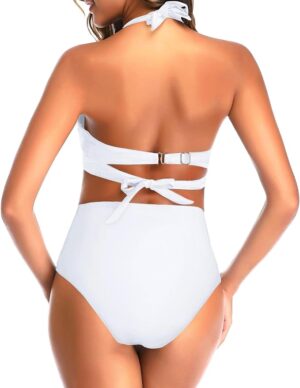 🌸Bikini tiro alto con control de abdomen halter MOD:CH649 - Imagen 4