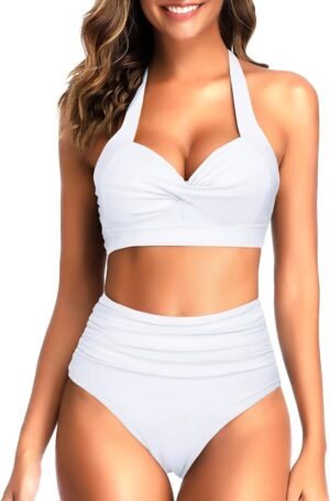 🌸Bikini tiro alto con control de abdomen halter MOD:CH649 - Imagen 5