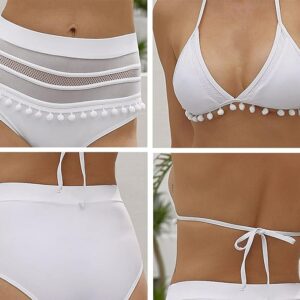 🌸Bikini tiro alto con pompones halter MOD:G872 - Imagen 3