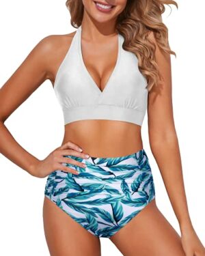 🌸Bikini .tiro alto con control de abdomen halter MOD:XL728 - Imagen 5