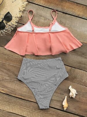 🌸Bikini .tiro alto con control de abdomen con volantes MOD:XL731 - Imagen 5