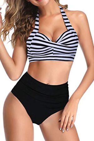 🌸Bikini .tiro alto con control de abdomen halter MOD:XL734