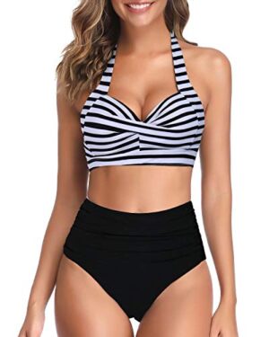 🌸Bikini .tiro alto con control de abdomen halter MOD:XL734 - Imagen 4