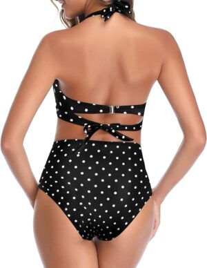 🌸Bikini .tiro alto con control de abdomen halter MOD:XL735 - Imagen 4